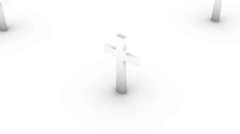 High angle up from single cross revealing many crosses (white) Stock Footage 26719331