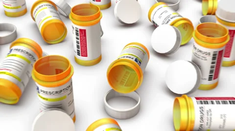  High angle up from single Empty Pill Bottle revealing many Bottles  Stock Footage 39885763
