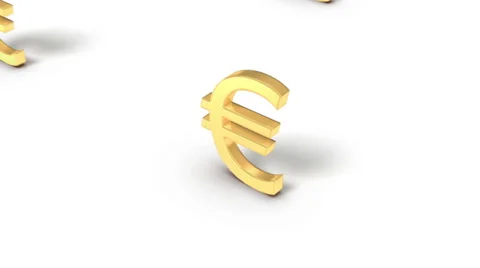 High angle up from single Euro Symbol revealing many Stock Footage 40384104