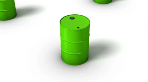 High angle up from single Oil Drum revealing many Drums (Green) Stock Footage 31212980