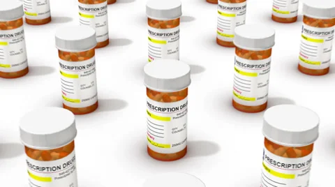 High angle up from single Pill Bottle revealing many Bottles Stock Footage 30767574