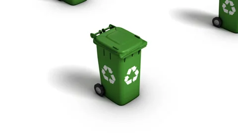 High angle up from single Recycle Bin revealing many Stock Footage 33401684