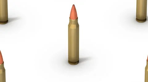 High angle up from single Rifle Bullet revealing many Bullets Stock Footage 32935746
