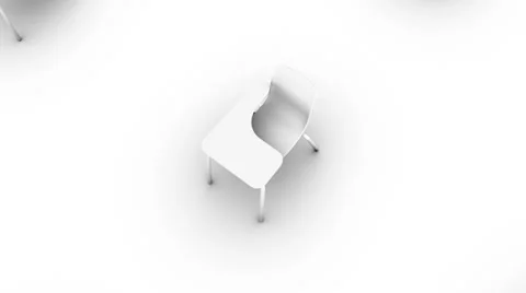 High angle up from single School-Chair revealing many School-Chairs (white) Stock Footage 26728842