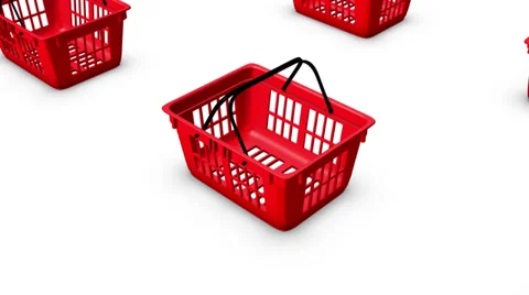 High angle up from single Shopping Basket revealing many Stock Footage 32934086
