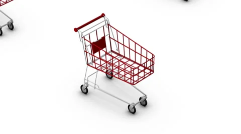 High angle up from single Shopping Cart revealing many Stock Footage 35871473