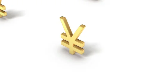 High angle up from single Yen Symbol revealing many Stock Footage 40400389