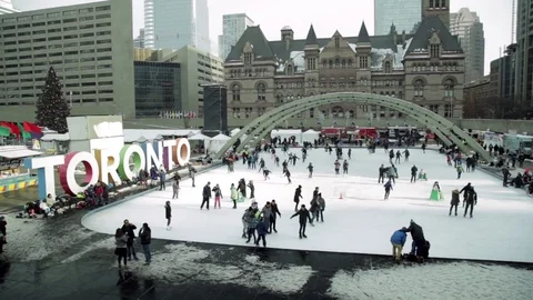High Angle Skating at Nathan Philips Square Stock Footage 70861219