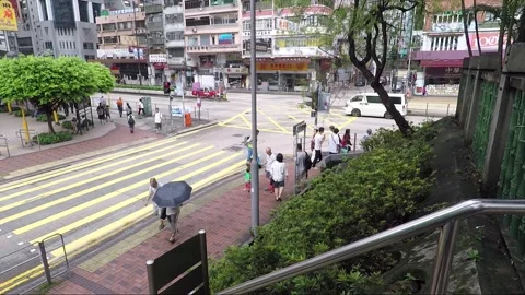 High Angle Street View, Road Traffic, Nathan Road, Kowloon, Hong Kong Stock-Footage 341271649