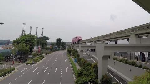 High Angle Street View, Sentosa Express Monorail, Singapore Video stock 330127230