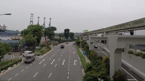 High Angle Street View, Sentosa Express Monorail, Singapore Видео 330194099