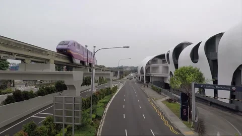 High Angle Street View, Sentosa Express Monorail, Singapore 스톡 동영상 330242753