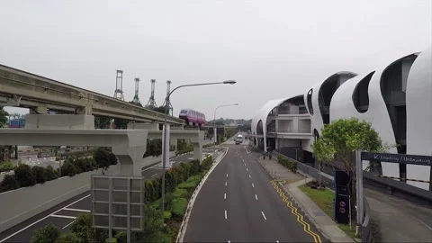 High Angle Street View, Sentosa Express Monorail, Singapore 스톡 동영상 330243883