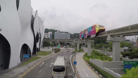 High Angle Street View, Sentosa Express Monorail, Singapore Video stock 330259878