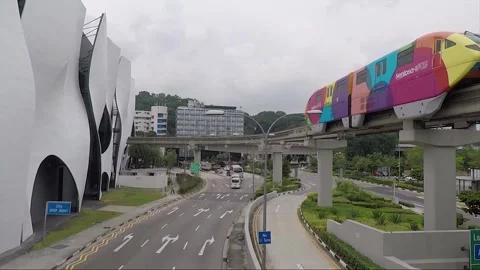 High Angle Street View, Sentosa Express Monorail, Singapore Video stock 330263671