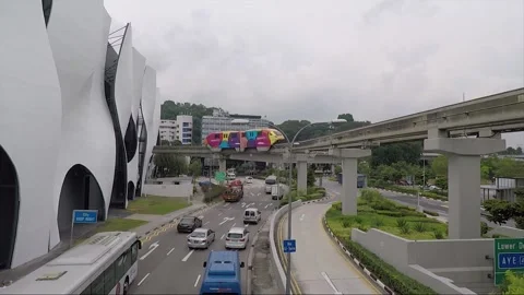 High Angle Street View, Sentosa Express Monorail, Singapore 库存影片 330263842