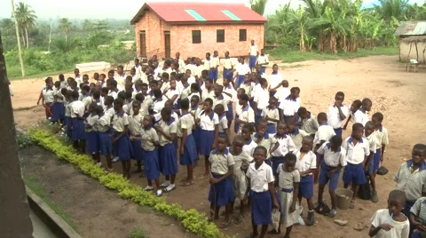 HIGH ANGLE: STUDENTS GATHER FOR MORNING ASSEMBLY Stock Footage 60116008