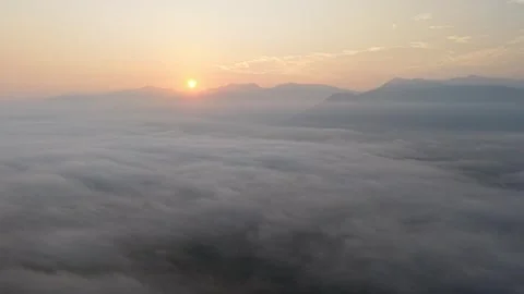 High angle sunrise view with sun above cloud layer 库存影片 339829343