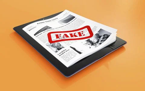 High angle tablet with papers fake news Stock Illustration