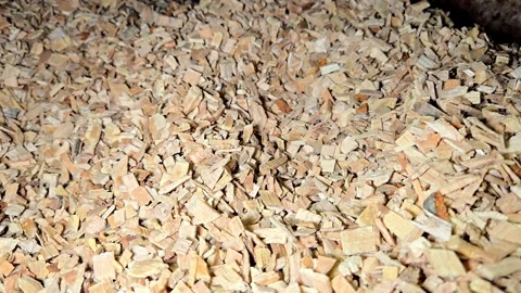 High Angle Texture of Dry Beech Wood Chips for Professional Smoking and BBQ Video stock 330595400