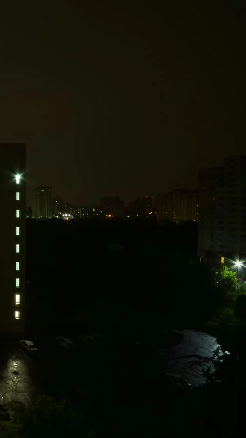 High angle time lapse of cloudy dawn transition over urban residential area.. Stock Footage 341949473