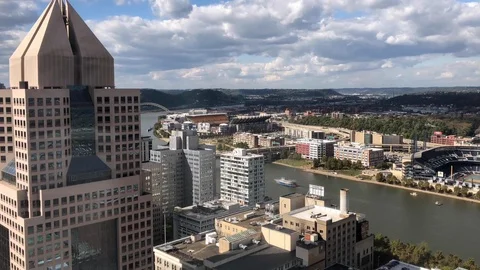 High Angle Time Lapse View of City of Pittsburgh Pennsylvania Stock Footage 97147259