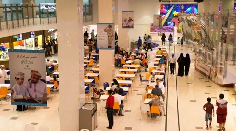 High Angle Timelapse of Muscat Grand Mall Food Court Stock Footage 45196375