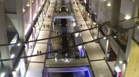 High Angle Timelapse of Shoppers in Mall, Shoppes at Marina Bay Sands Singapore Stock Footage 51102441