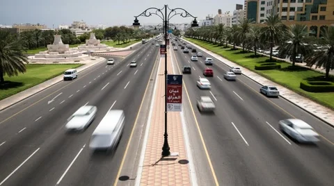 High Angle timelapse of Sultan Qaboos Street in Muscat Stock Footage 44722164
