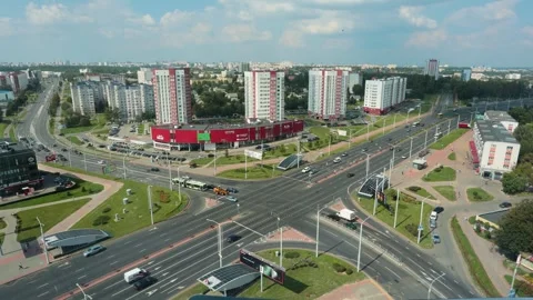 High angle timelapse of traffic at city intersection Stock Footage 252762004