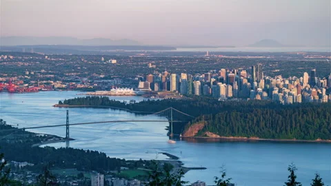 High angle timelapse of Vancouver at sunset Stock Footage 149626145