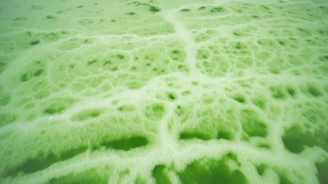 High-Angle Top-Down Close-Up Aerial View of Mangya Emerald Lake in Qinghai Stock Footage 343799917