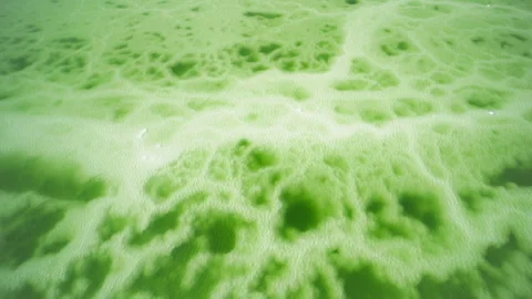 High-Angle Top-Down Close-Up Aerial View of Mangya Emerald Lake in Qinghai Stock Footage 343799934