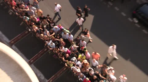 High Angle Top Shot Crowds at Cannes Film Festival Queuing Video stock 22516747