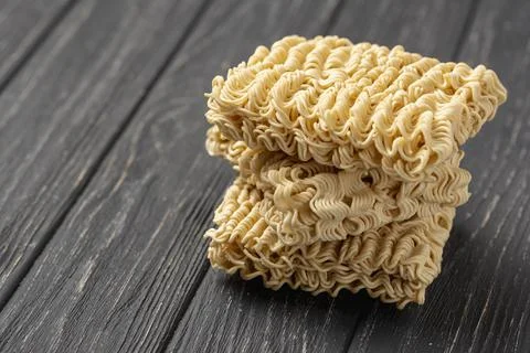 High angle tower uncooked noodles. High quality photo Stock Photos