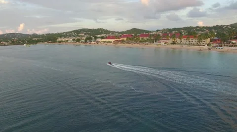 High angle tracking shot of speed boat Stock Footage 61861608