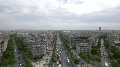 High angle of traffic on the streets in Paris Stock Footage 87888446