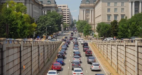 High Angle Traffic in Washington DC  	 Stock Footage 112454560