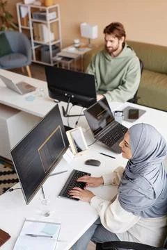 High Angle Two People Working in IT Developers Office Stock Photos