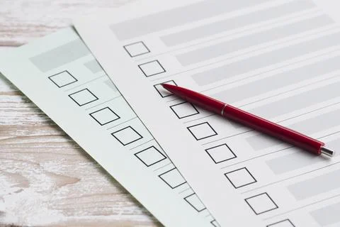 High angle uncompleted checking boxes. High quality beautiful photo concept Stock Photos