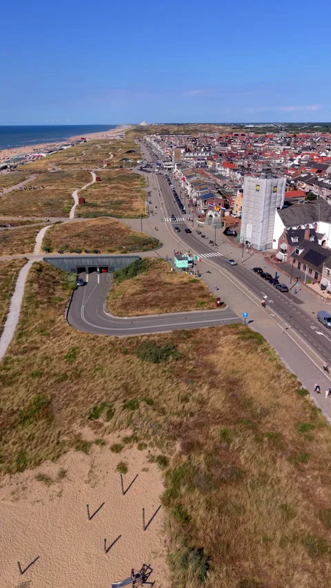 High angle vertical aerial drone video clip of coastal dunes underground Stock Footage 342631790