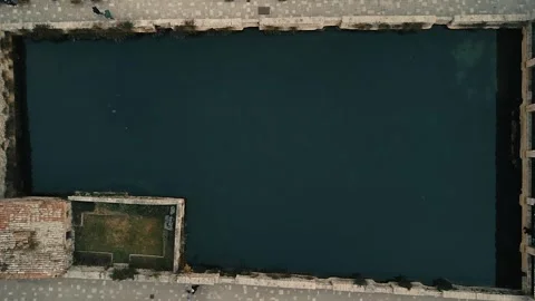 High Angle Vertical View of the Thermal Water of Bagno Vignoni Stock Footage 295126316