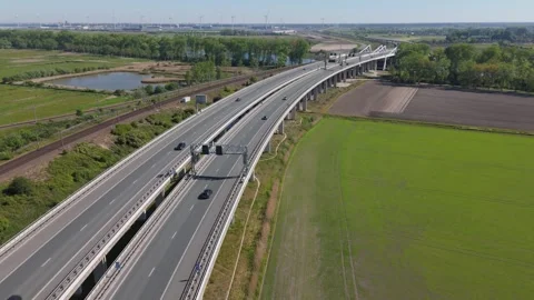 High Angle View of A11 and Canal | 4K Aerial Drone by FlyLens Stockbeeldmateriaal 308875251