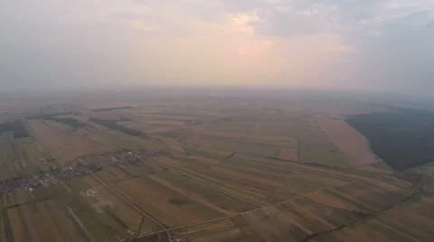 High angle view about fields and little town. 動画素材 68717154