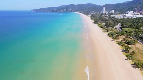 High angle view aerial view. Beach sea and cityscape in sunny summer day Stock-Footage 146735021