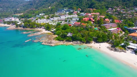 High angle view aerial view. Beach sea and cityscape in sunny summer day Stock Footage 146945119