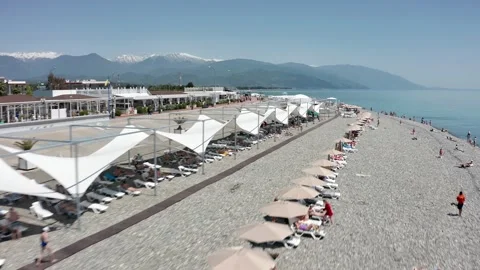 High angle view aerial view. Scene of Beach sea and city at coastal in sunny 動画素材 154478451
