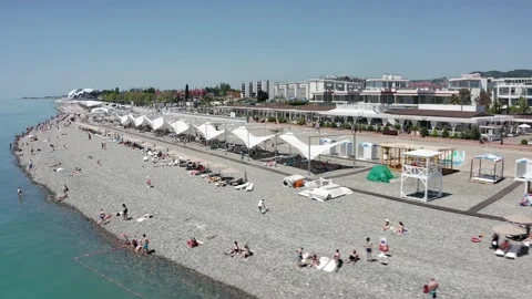 High angle view aerial view. Scene of Beach sea and city at coastal in sunny 動画素材 154540348