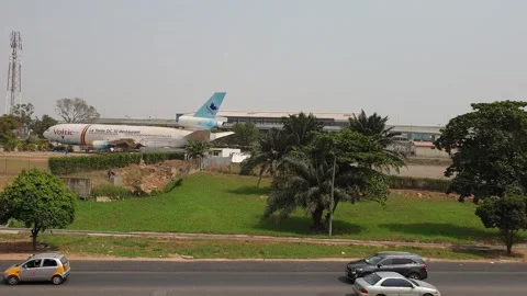 High angle view of airplane restaurant at accra airport in ghana Stock Footage 280786995