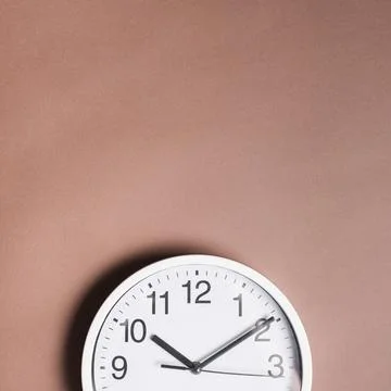 High angle view alarm clock brown backdrop Stock Photos